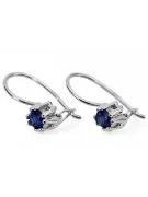 Ασήμι 925 14k 583 Sapphire Σκουλαρίκια vec053s Russian Soviet USSR Vintage craft Art Deco style